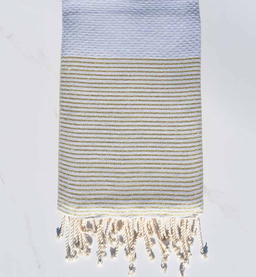 fouta lurex nid d'abeille gris souris avec fil lurex doré 