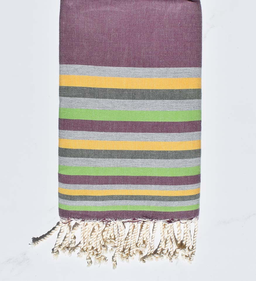 Fouta plate Mauve, gris , jaune,vert militaire et vert clair 