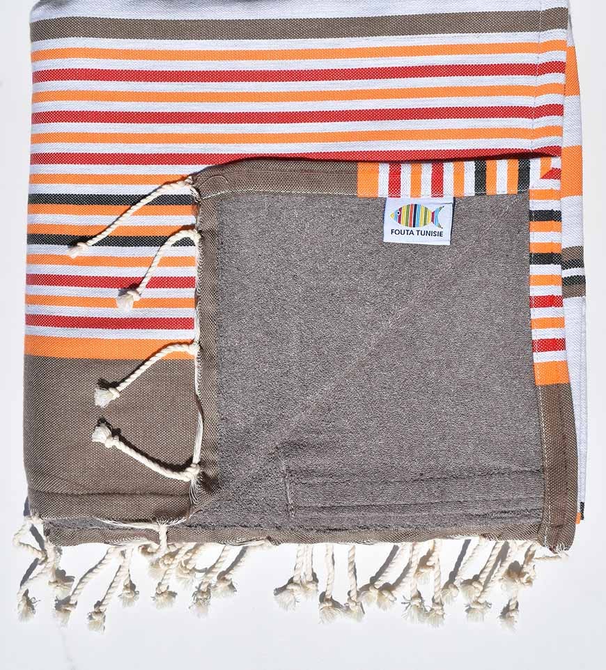 fouta doublée éponge taupe, rouge,beige corindon,gris,orange,noir 