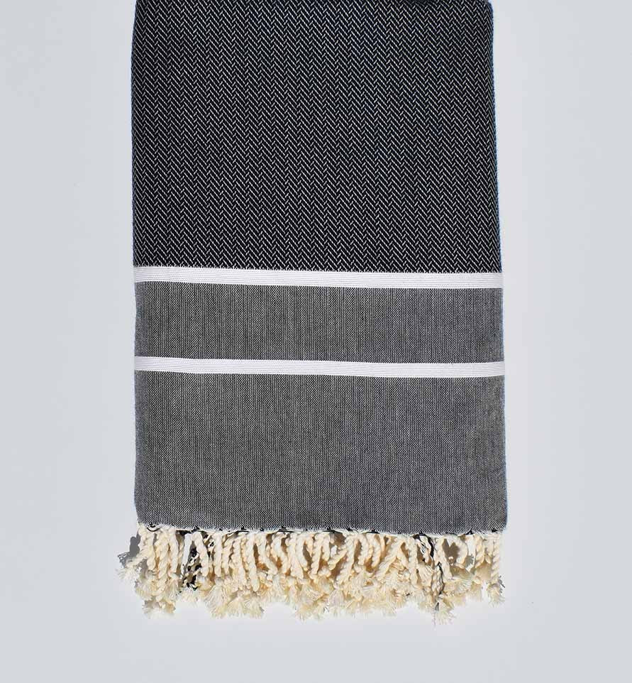 Fouta chevron bleu nuit 