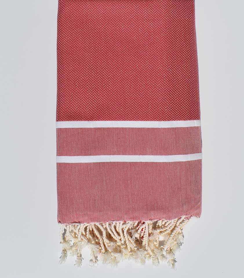 Fouta chevron rouge framboise 