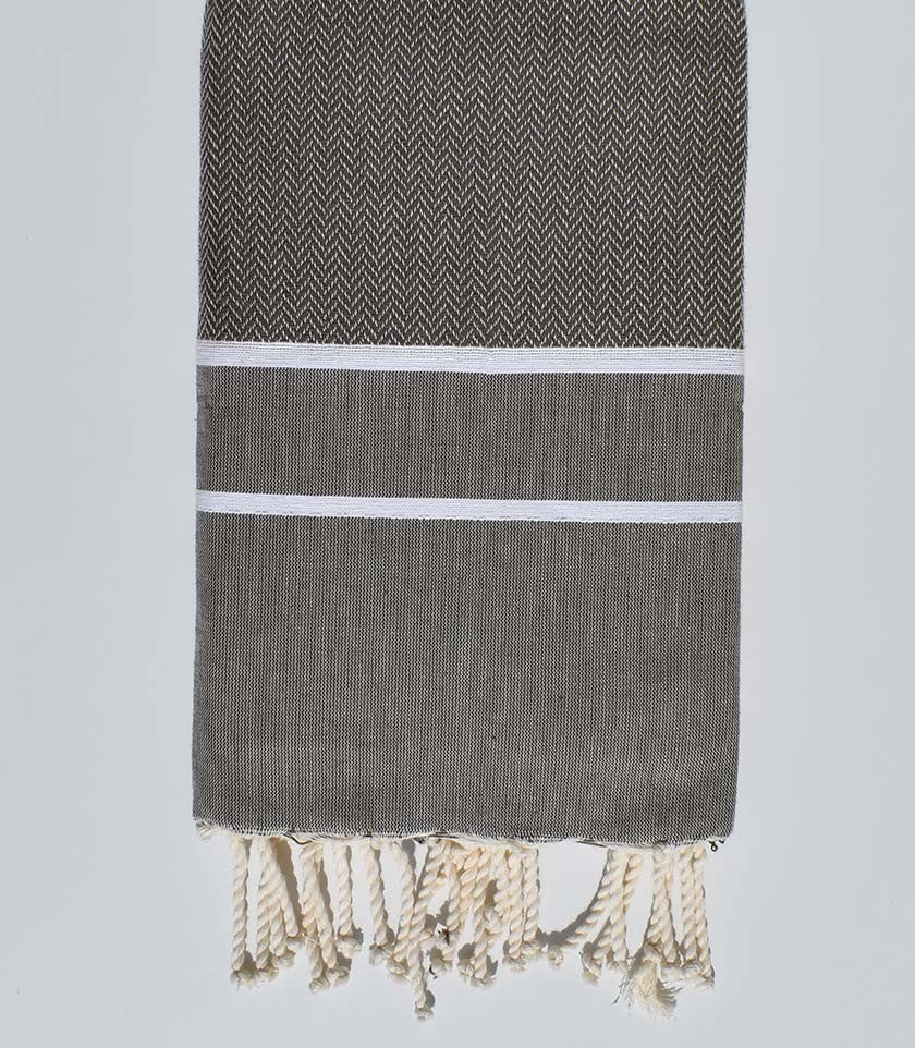 Fouta chevron gris poussière 