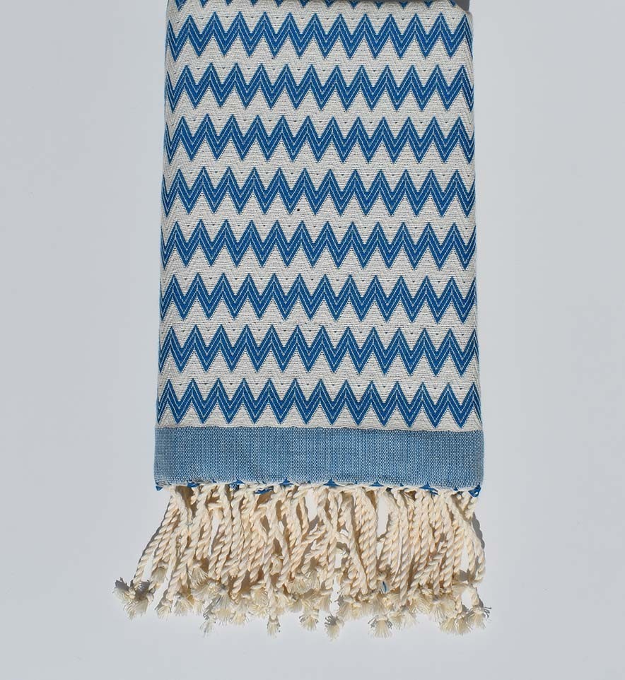 Fouta zigzag bleu céleste 