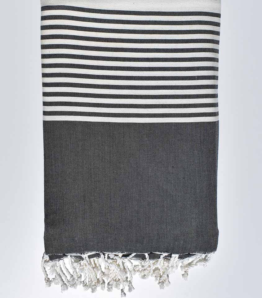 Jeté rayée noir et écru 