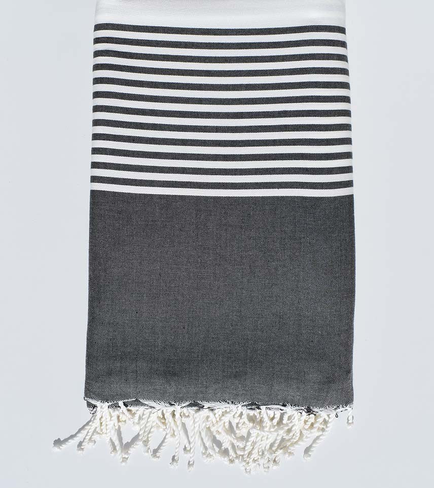 Jeté rayée gris ardoise et blanc 