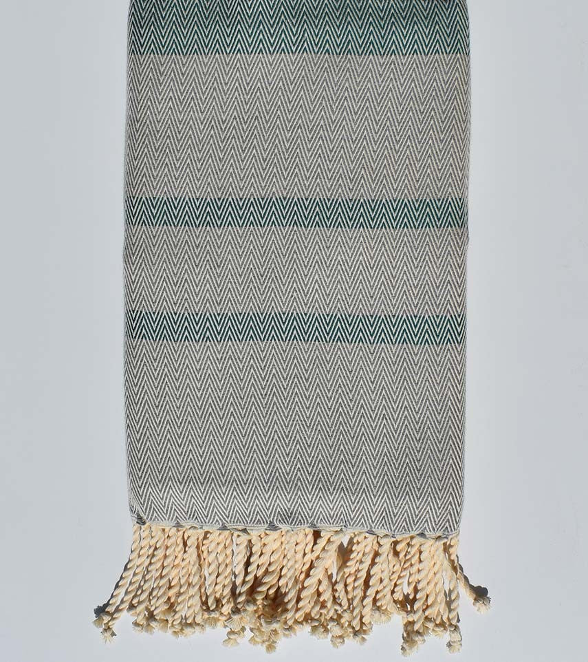 fouta chevron vert et gris clair 