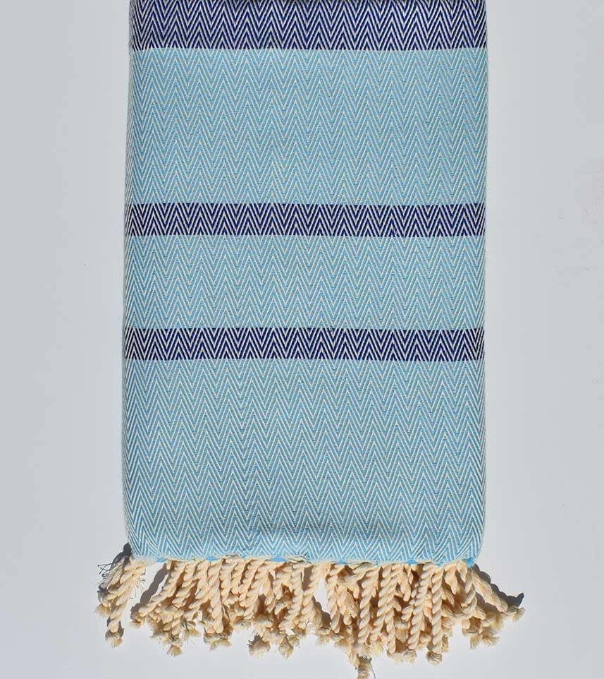 Fouta chevron bleu et bleu ciel 