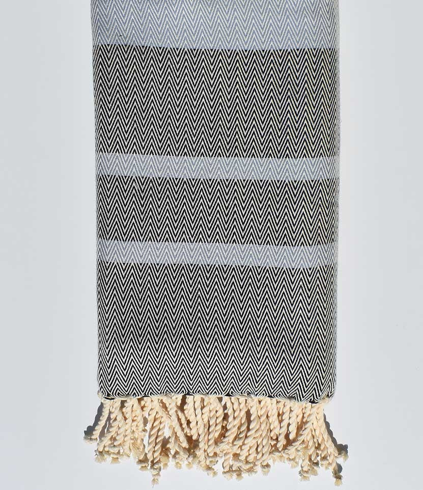 fouta chevron bleu fumée et bleu nuit 