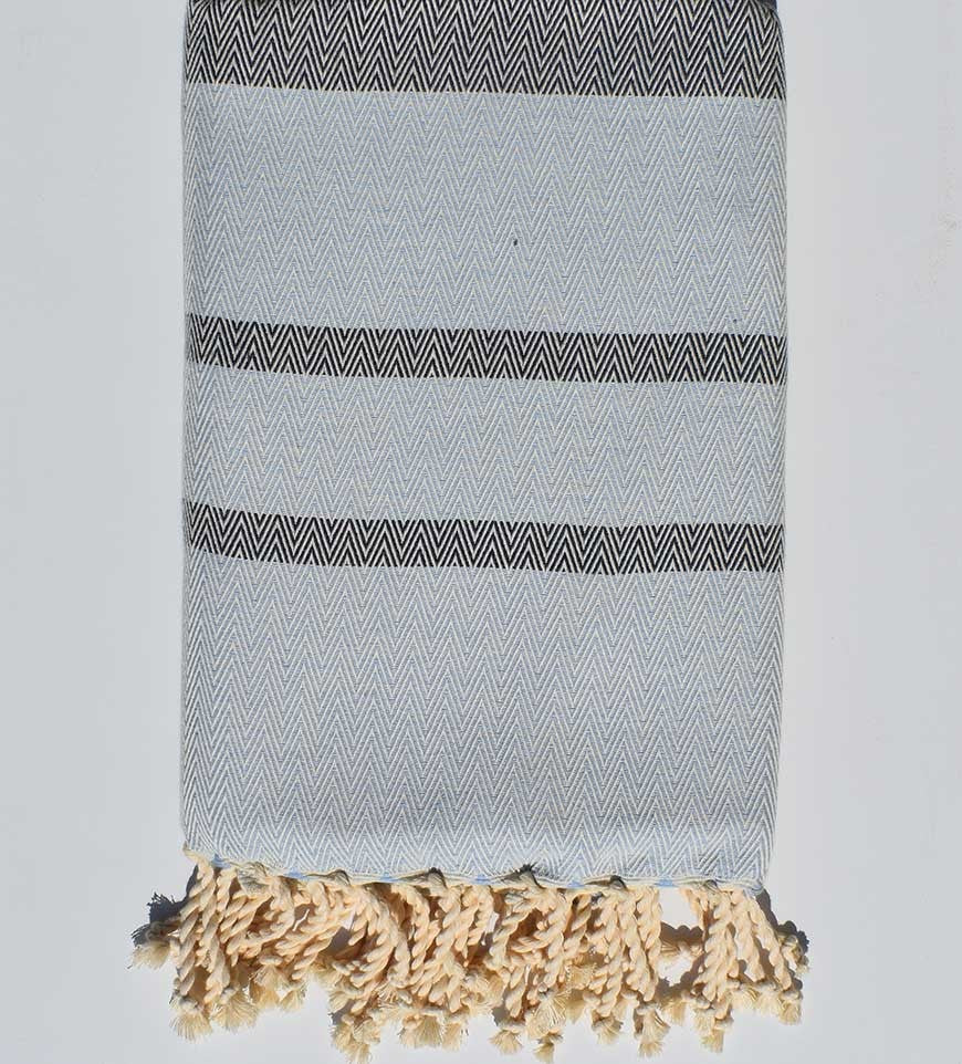 fouta chevron bleu maya et bleu ardoise 