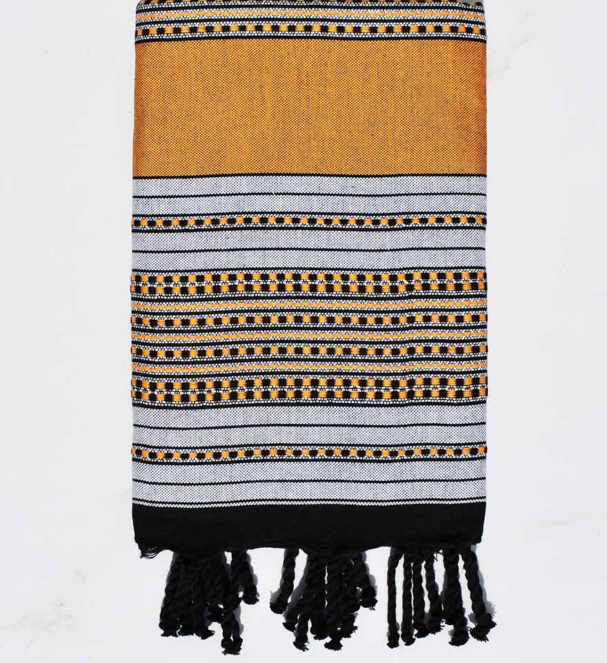 Fouta arabesque jaune moutarde 