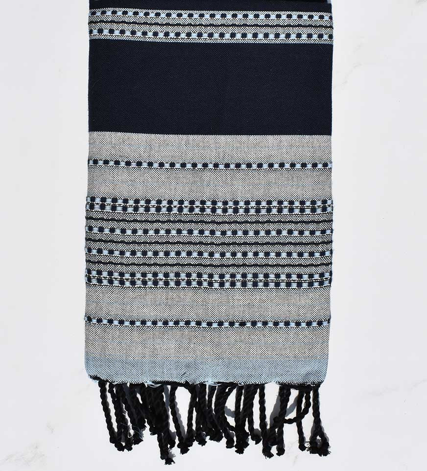 Fouta arabesque bleu nuit 