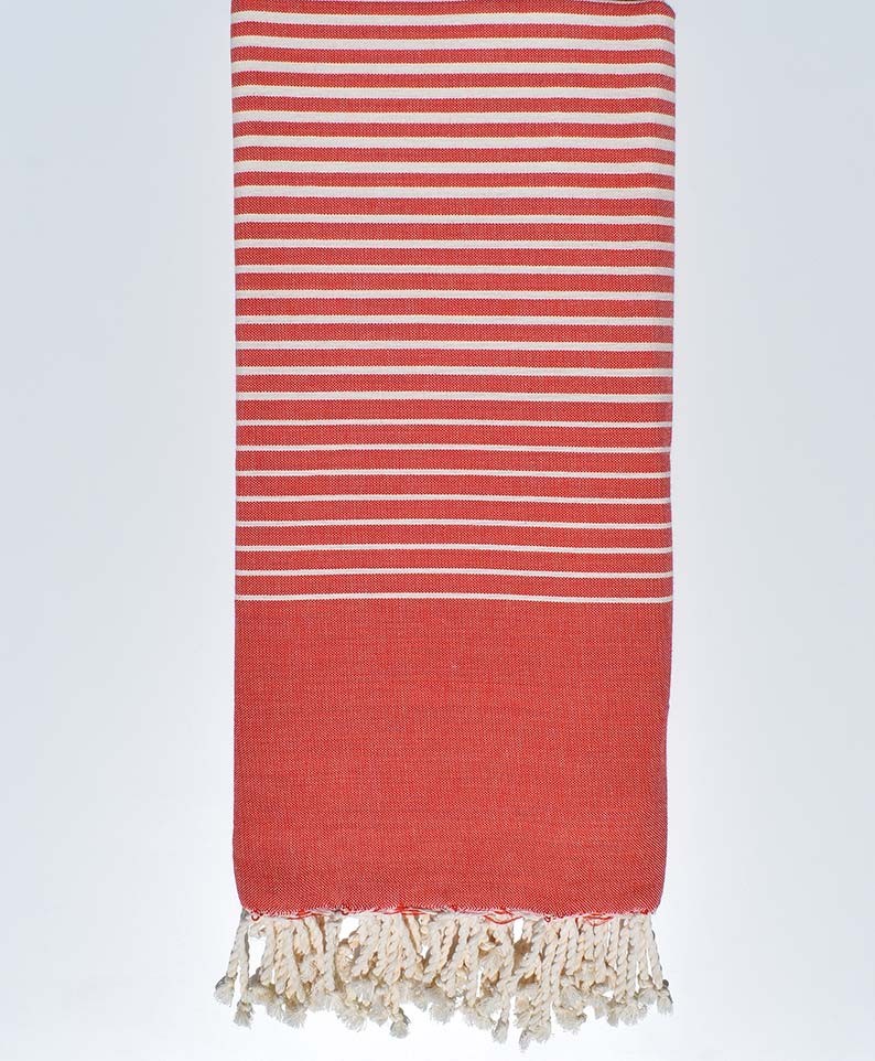 Jeté rouge rayée écru 200*300 