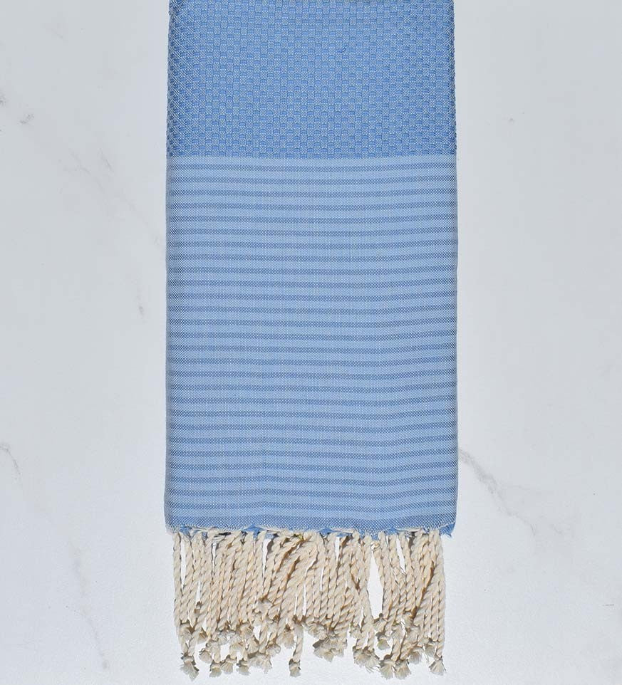 Nid d'abeille bleu azur à rayures bleu fumé 