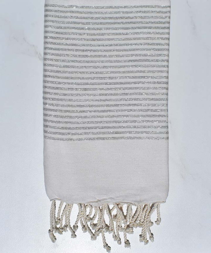 Fouta blanc crème au fil lurex 