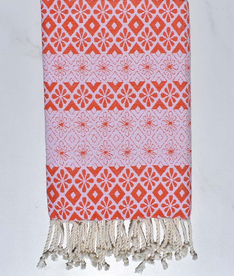 Fouta fleuri orange 