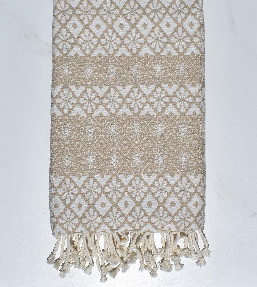 Fouta fleuri beige 