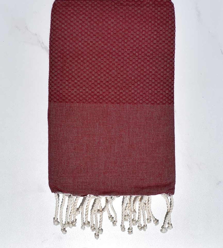 FOUTA Nid d'abeille rouge vermeil Fouta Tunisia - 2