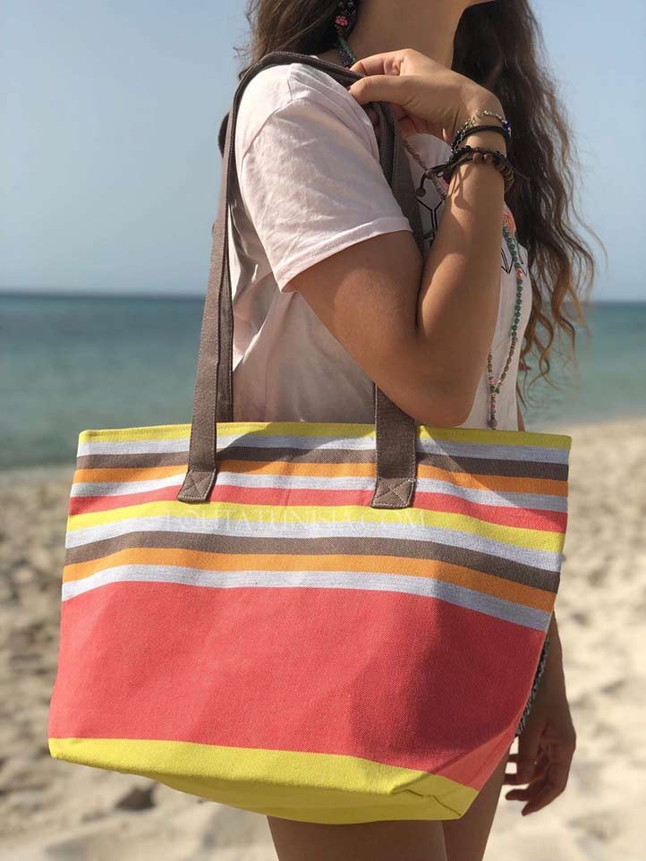 Sac de plage fouta 5 couleurs nacart clair ,gris, orange ,marron et jaune  - 1