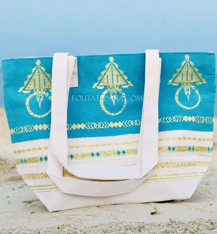 Sac de plage fouta khlela bleu azur Fouta Tunisia - 3