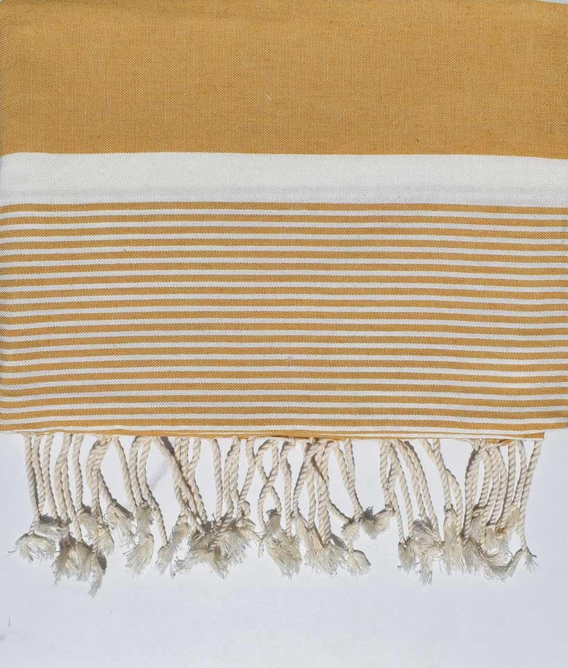 Jeté moyenne 1.5*2.5m jaune sable Fouta Tunisia - 1