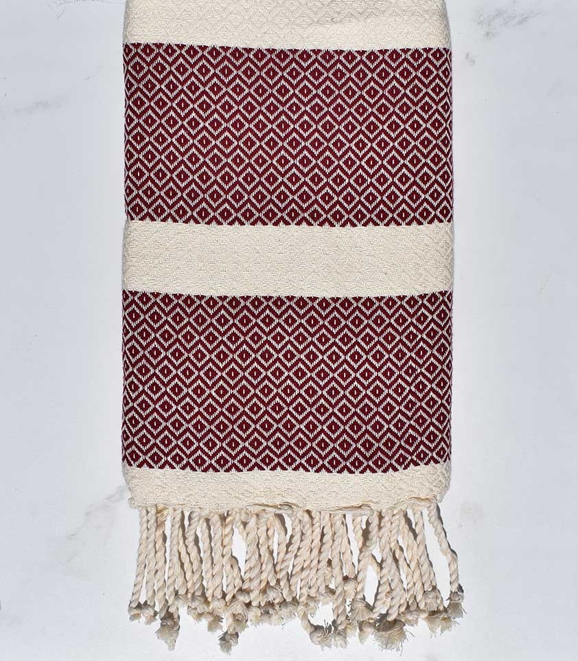 Fouta chevron rouge borgogne Fouta Tunisia - 1