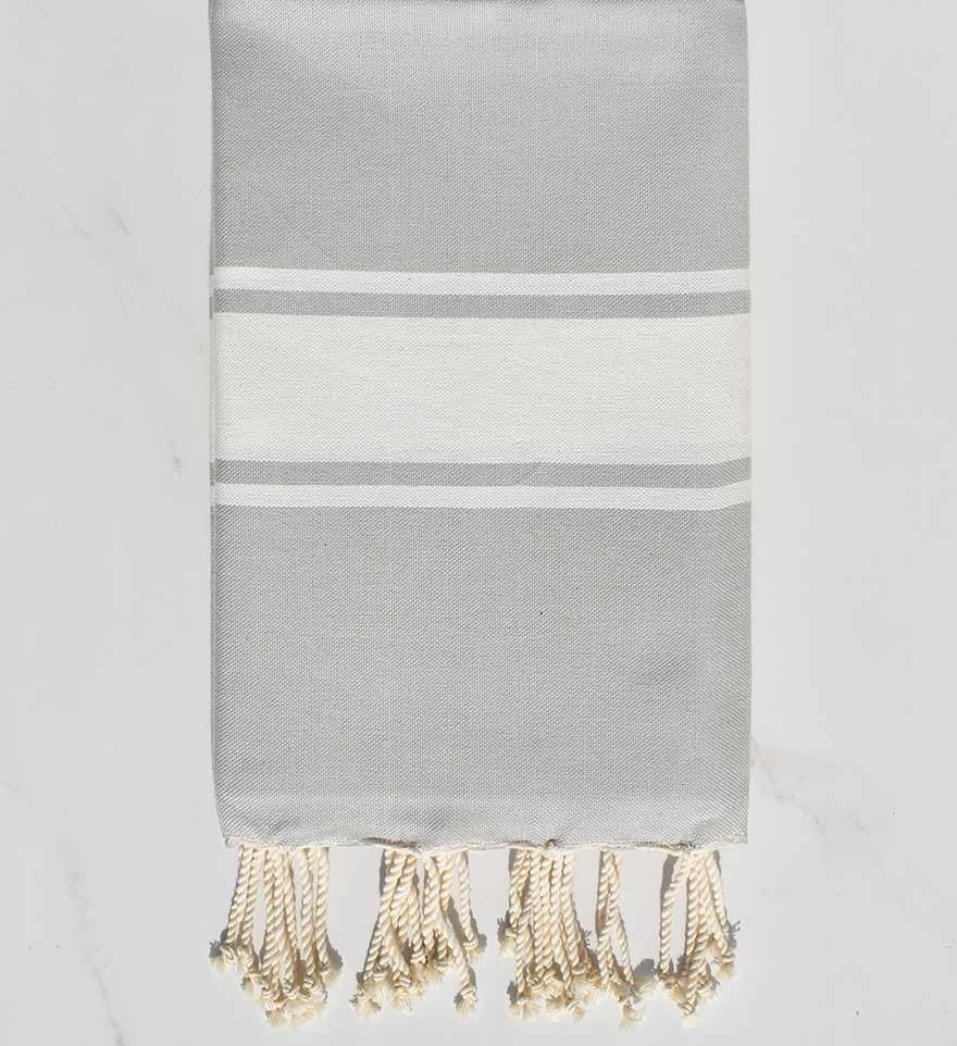 Fouta plate gris perle moyen  - 1