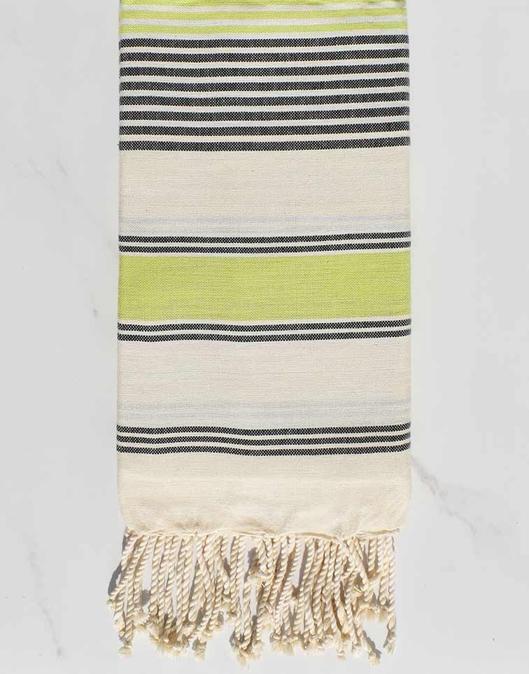 Fouta dina blanc crème, vert prairie et anthracite Fouta Tunisia - 1
