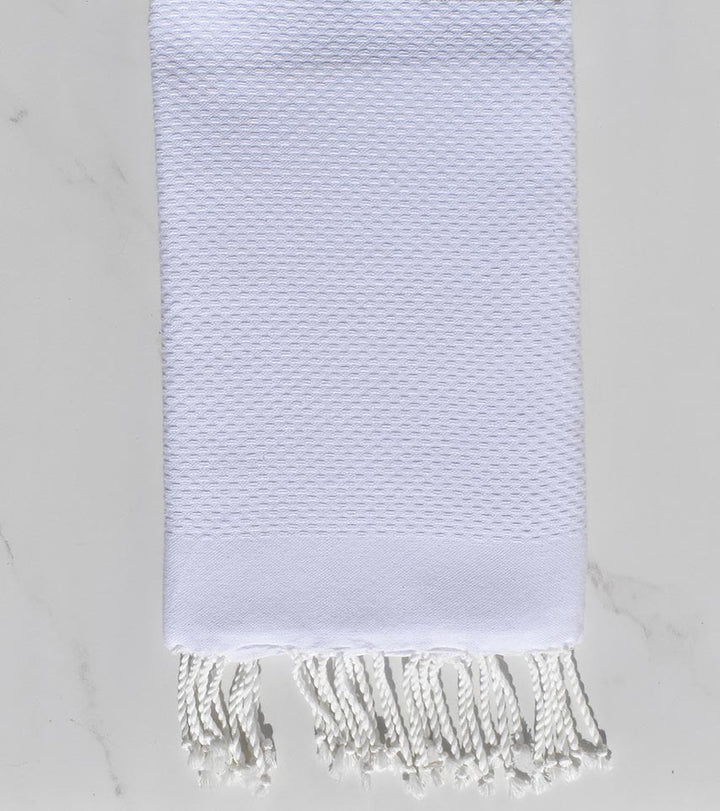 FOUTA Nid d'abeille unie blanche Fouta Tunisia - 3