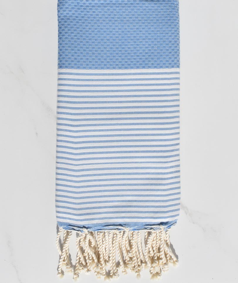 Fouta nid d'abeille bleu cæruleum Fouta Tunisia - 1