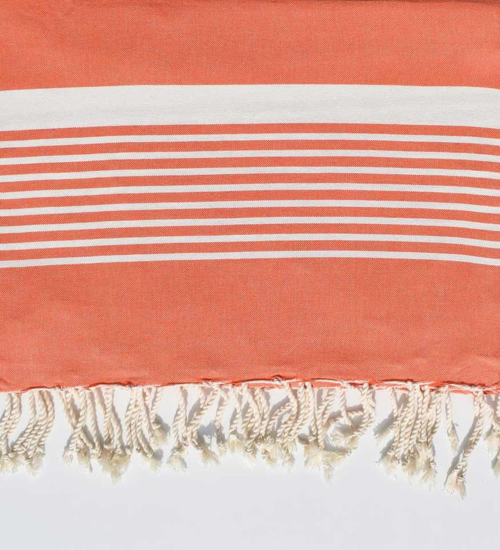 Jeté corail rayée blanc  - 1