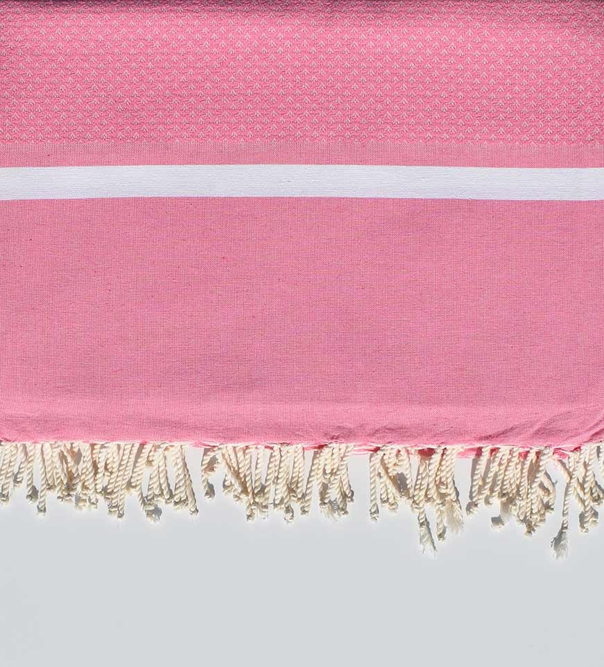 Jeté rose clair et blanc 2m*2.80m Fouta Tunisia - 1