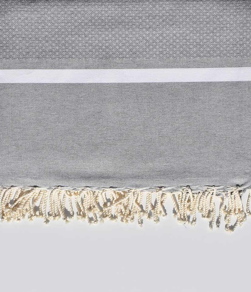 Jeté gris acier et blanc 2m*2.80m  - 1