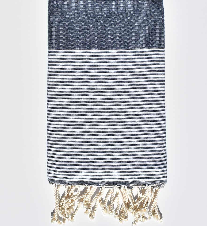 Fouta nid d'abeille bleu ardoise Fouta Tunisia - 1