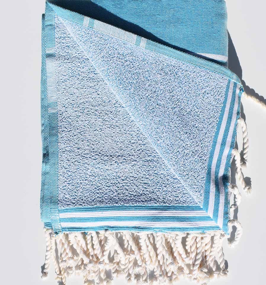 Fouta éponge bleu azur moyen Fouta Tunisia - 2