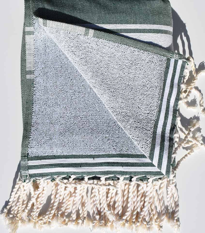 Fouta éponge vert mousse foncé  - 2