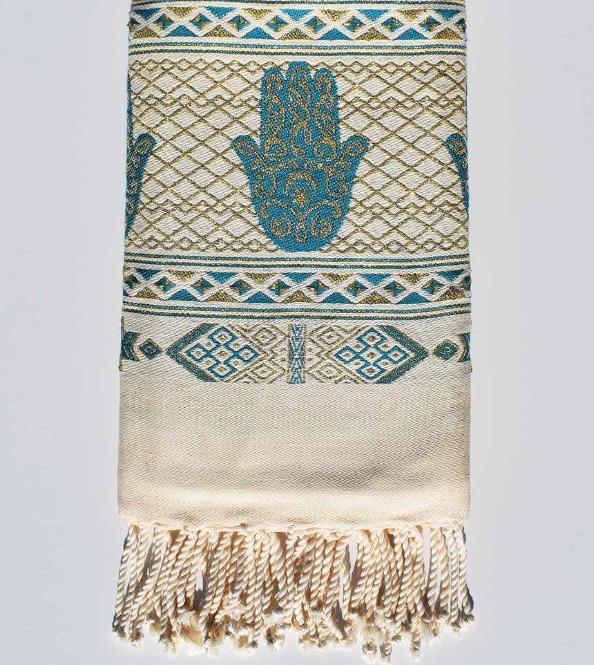 Fouta khomsa bleu bondi Fouta Tunisia - 1