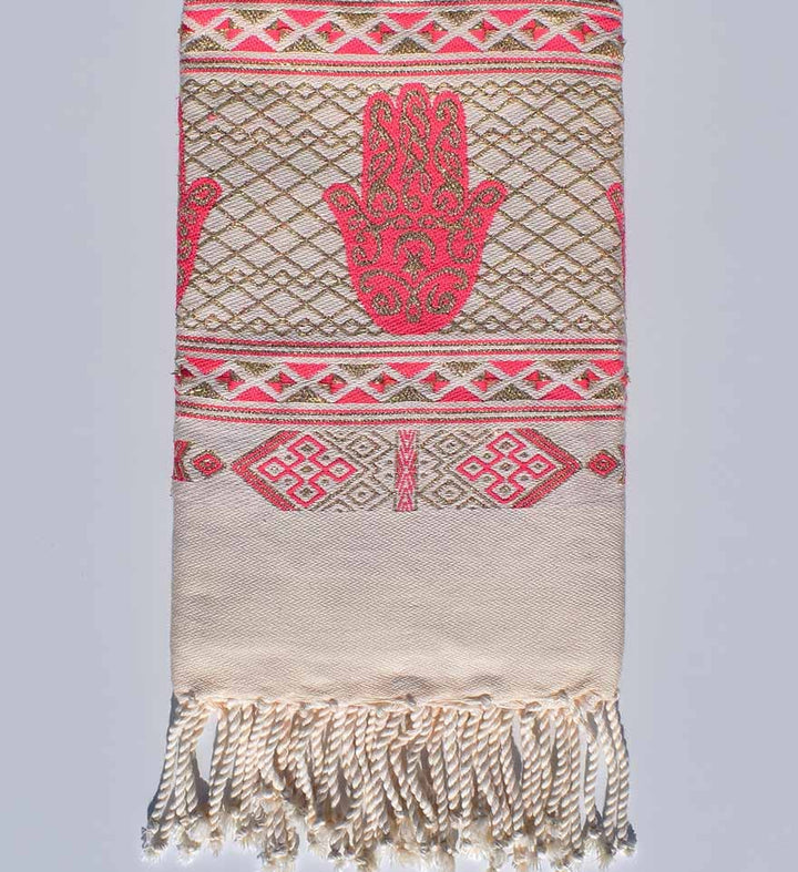 Fouta khomsa rose fushia Fouta Tunisia - 1