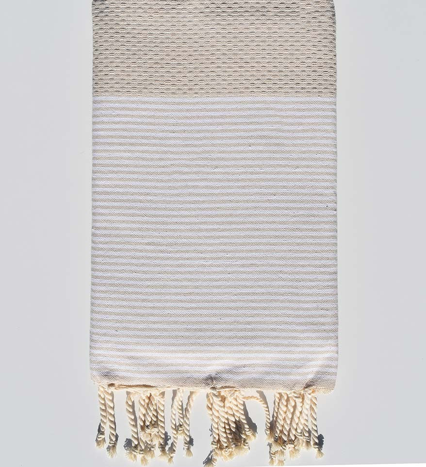 Fouta nid d'abeille grège Fouta Tunisia - 1