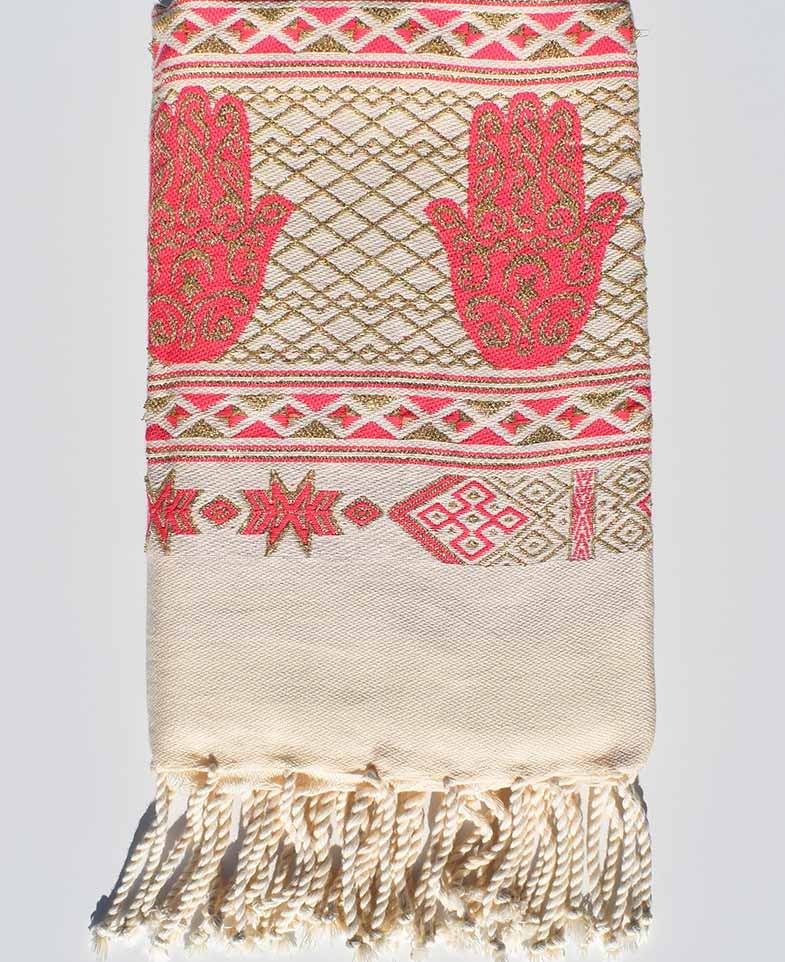 Fouta khomsa rose fushia Fouta Tunisia - 2