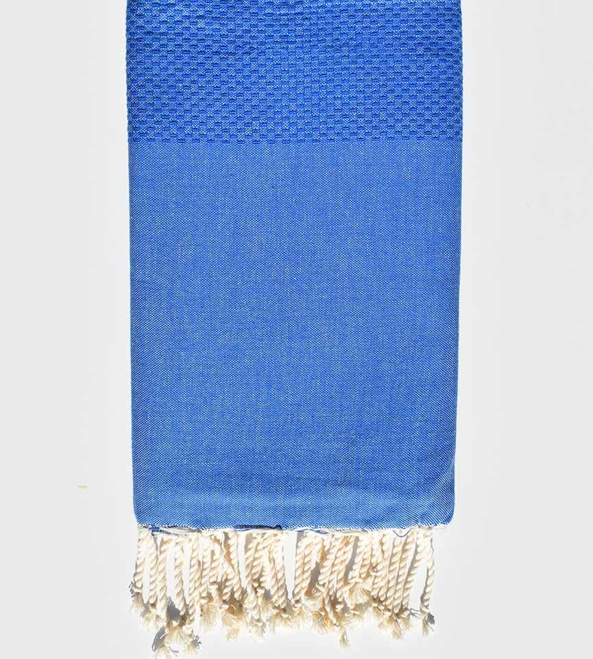 FOUTA nid d'abeille unie lapis lazulli  - 1