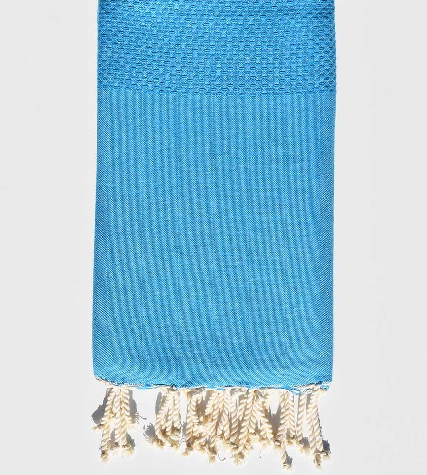 FOUTA nid d'abeille unie bleu dragée Fouta Tunisia - 1