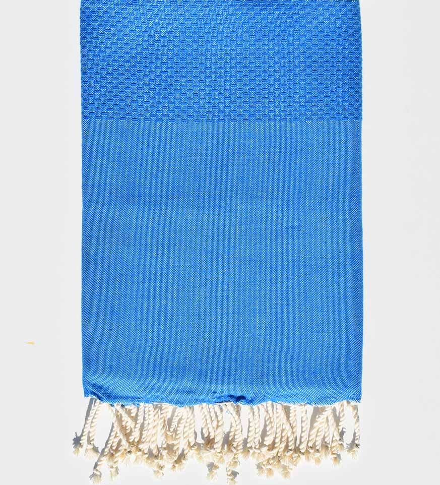 FOUTA nid d'abeille unie bleu électrique Fouta Tunisia - 1