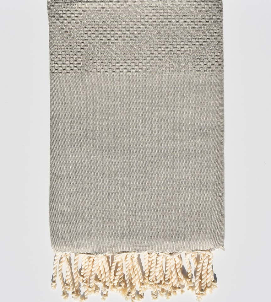 FOUTA Nid d'abeille unie taupe clair Fouta Tunisia - 1