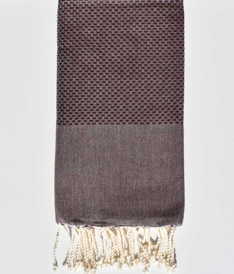 FOUTA nid d'abeille unie marron chocolat  - 2