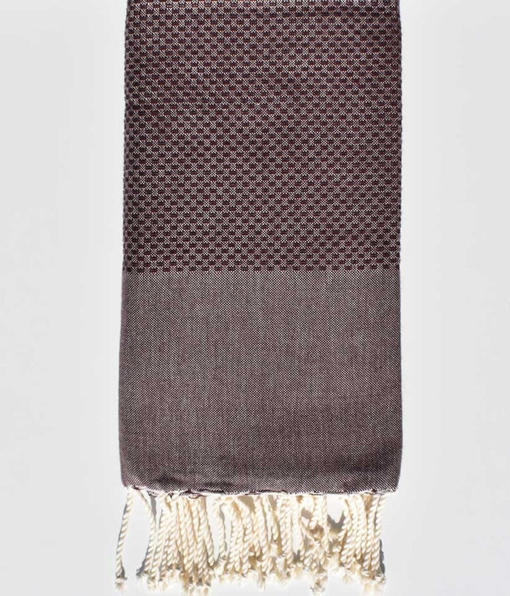 FOUTA nid d'abeille unie marron chocolat  - 2