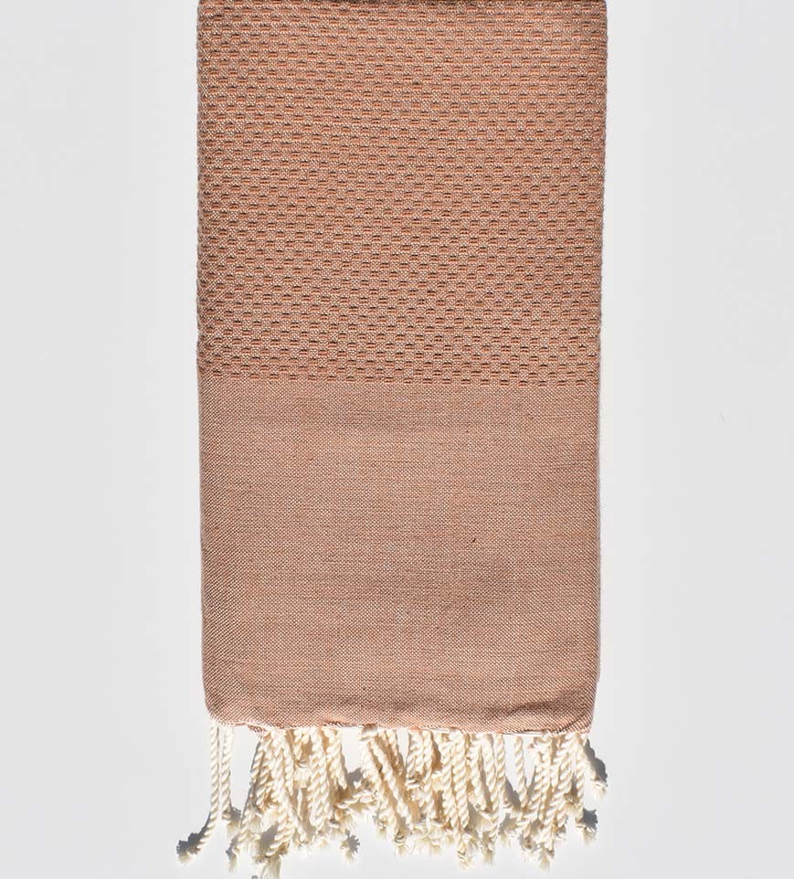 FOUTA nid d'abeille unie beige taupe clair Fouta Tunisia - 1