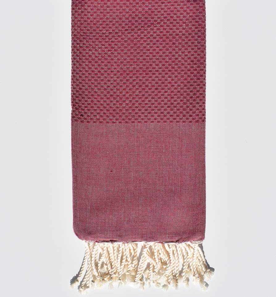 Fouta nid d'abeille unie bordeaux  - 1