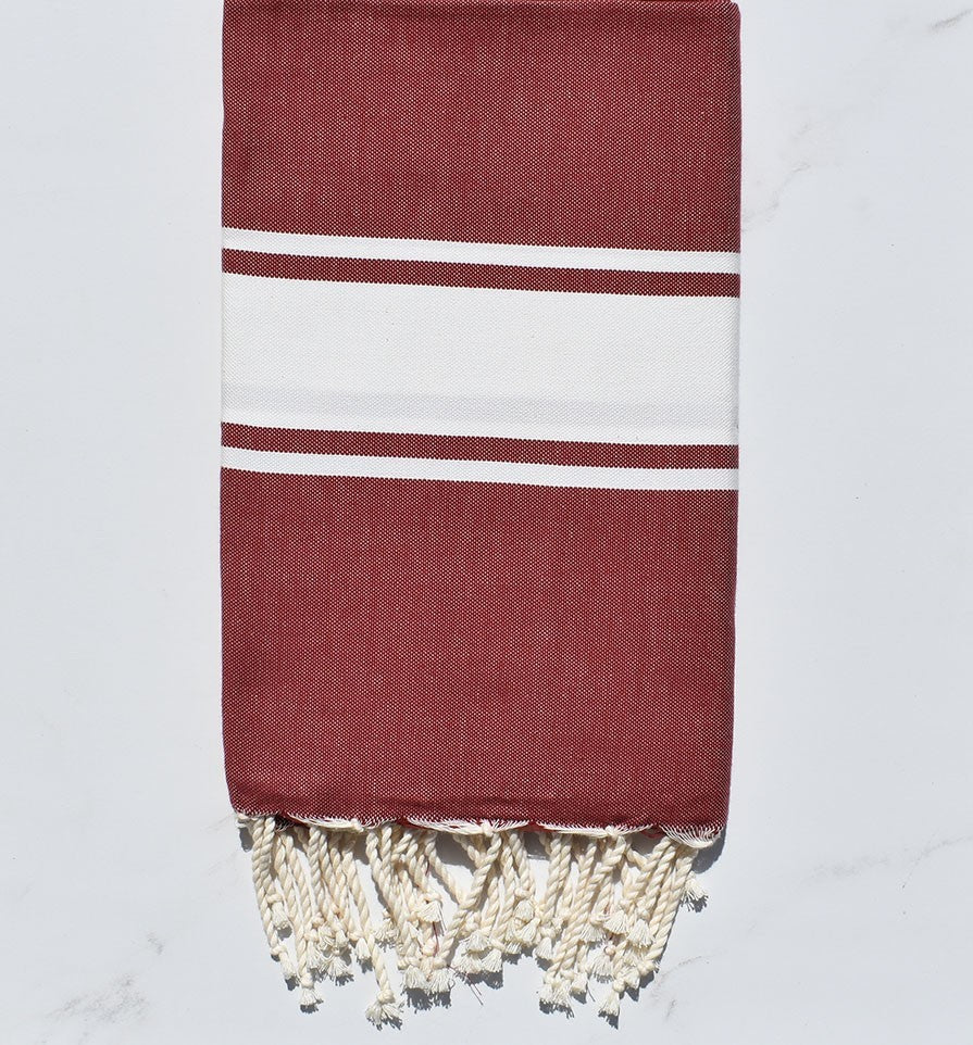 Fouta plate  rouge bordeaux  - 1