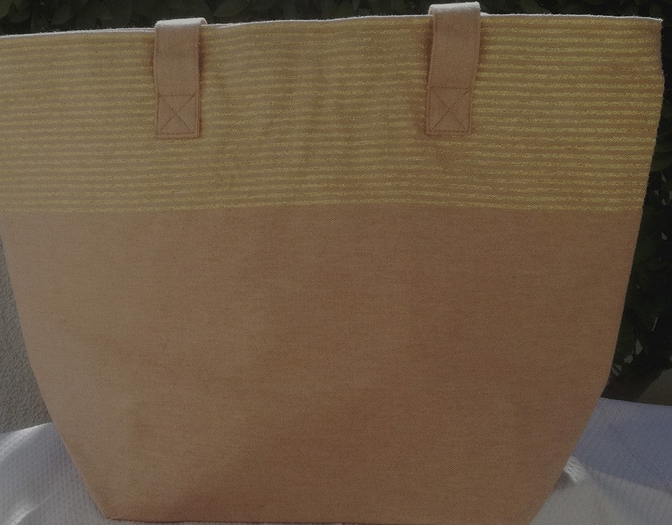 Sac couleur beige sable et lurex doré Fouta Tunisia - 1