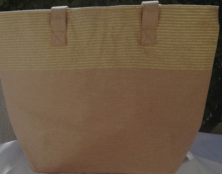 Sac couleur beige sable et lurex doré Fouta Tunisia - 1